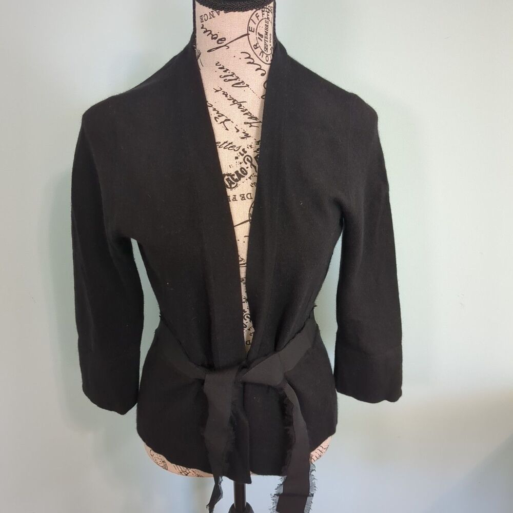 J. Crew Black Dream Tie Y2k Wool Cashmere Cardigan Sweater Large